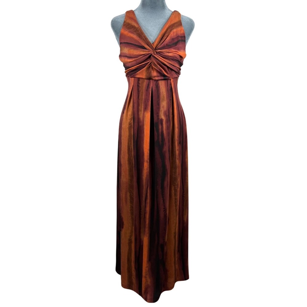 90s Y2K Babydoll Maxi Dress 10 Moody Orange Empire Waist Fairy Grunge Slinky
